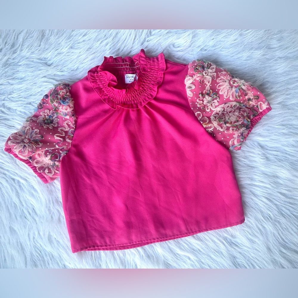 Pink Ruffled Kids Top 10/12